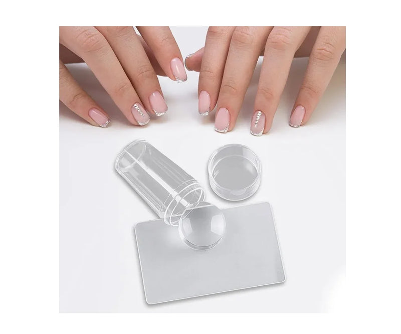 Carimbo de unha francês de silicone transparente
