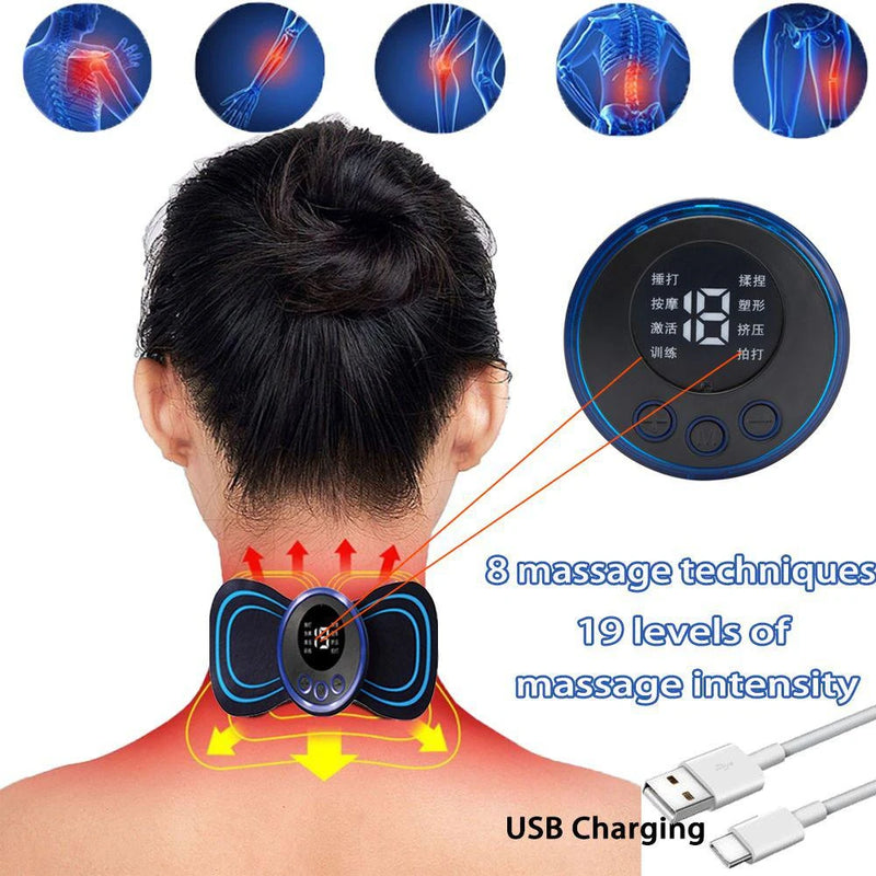 Mini massageador elétrico portátil para alívio da dor muscular cervical