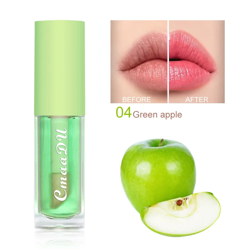 Conjunto de 6 gloss labiais que mudam de cor, hidratante com aroma frutado.