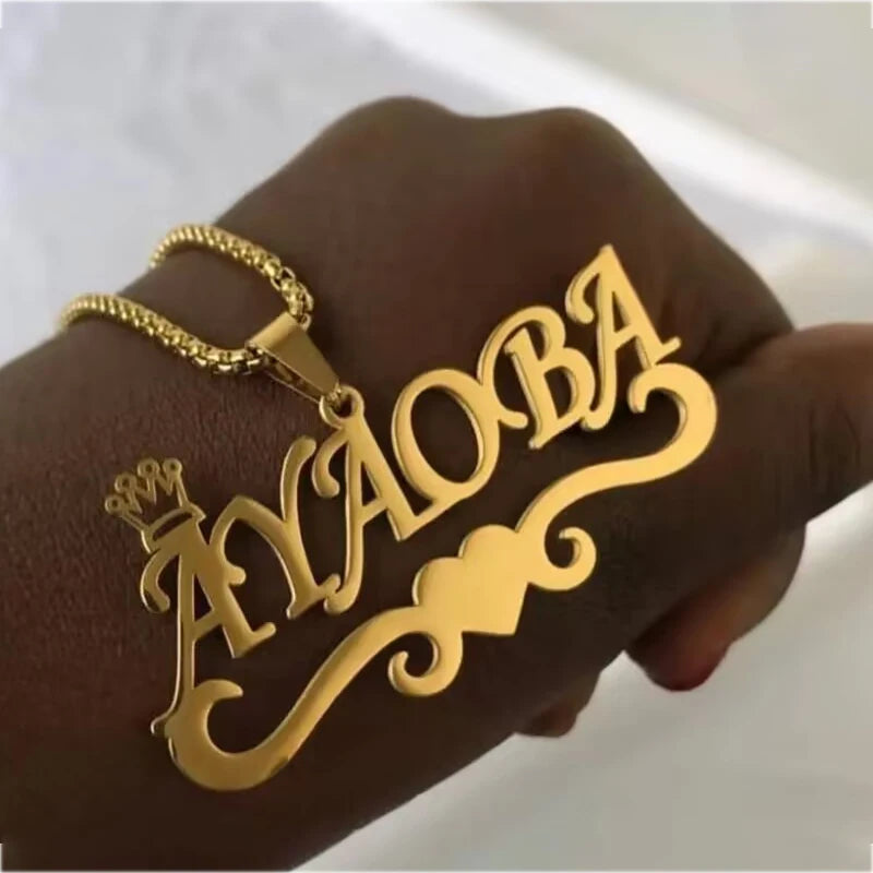 Corrente  Personalizado 1-2 Nomes Colar de Aço