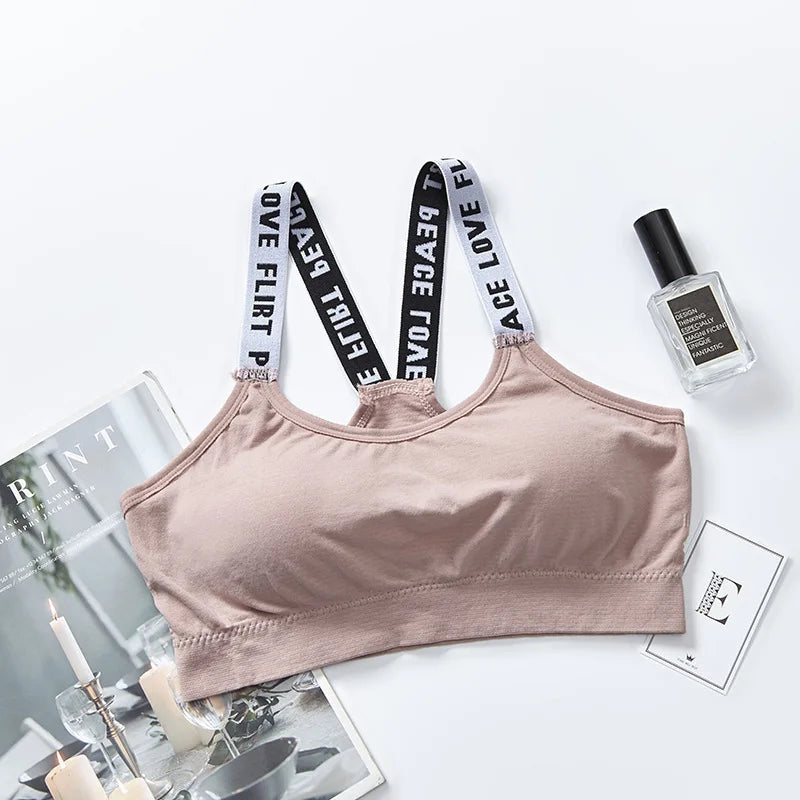 Sutiã com letras coloridas, lingerie para mulheres
