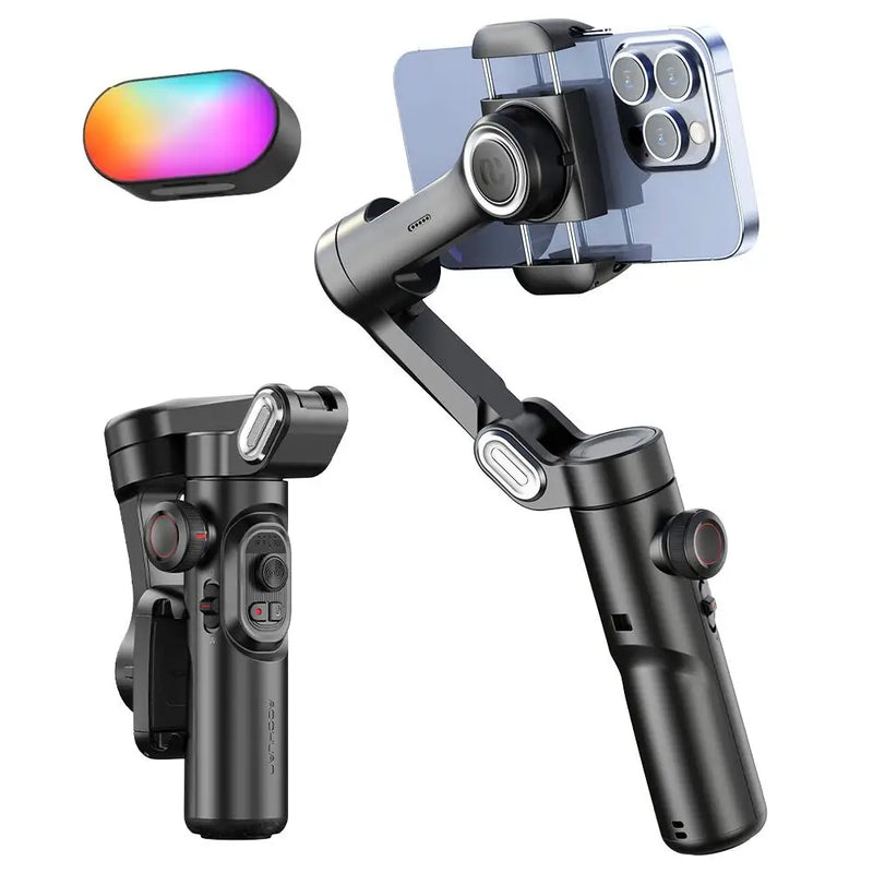 Aochuan estabilizador portátil de 3 eixos para smartphone com luz de preenchimento para iphone android