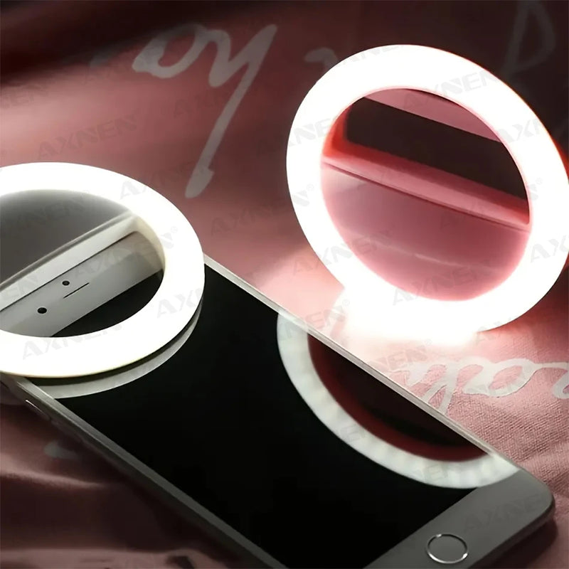 Anel de luz LED com carregamento USB para lente de telefone