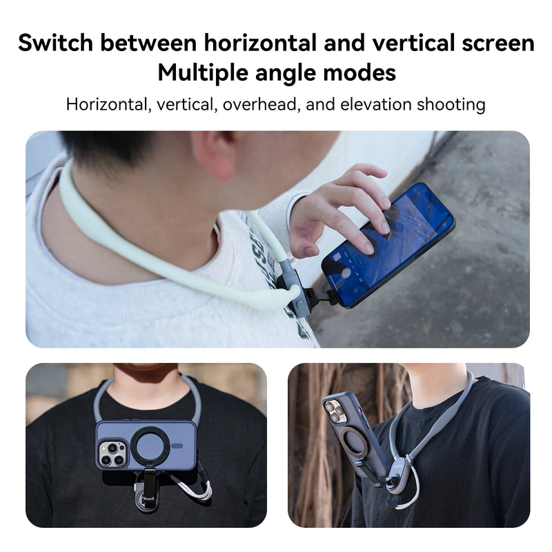 TELESIN Suporte magnético de silicone para pescoço para iPhone, SAMSUNG, HUAWEI, XIAOMI