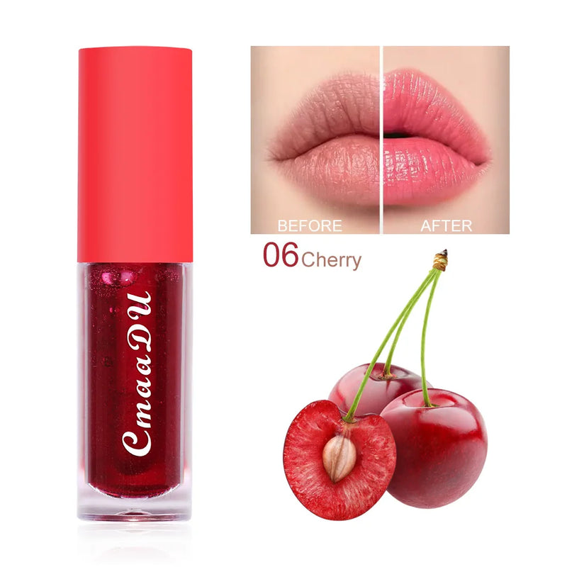 Conjunto de 6 gloss labiais que mudam de cor, hidratante com aroma frutado.