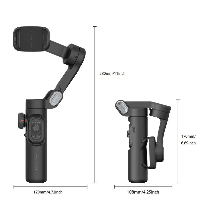 Aochuan estabilizador portátil de 3 eixos para smartphone com luz de preenchimento para iphone android