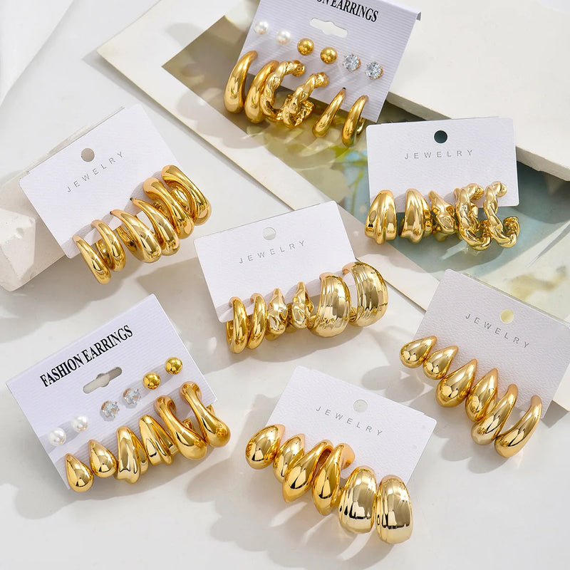 6Pcs Classico brincos Conjunto para Mulheres