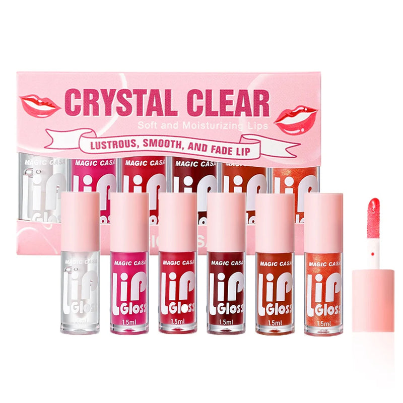 6 peças/conjunto Hidratante Geléia Óleo Labial Hidratante de longa duração Suave Brilhante.