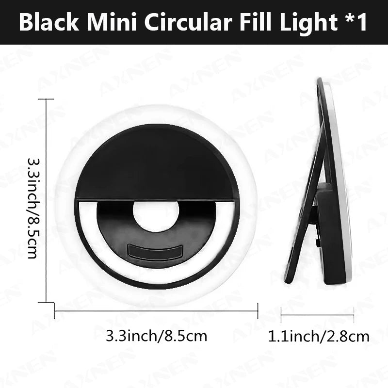 Anel de luz LED com carregamento USB para lente de telefone