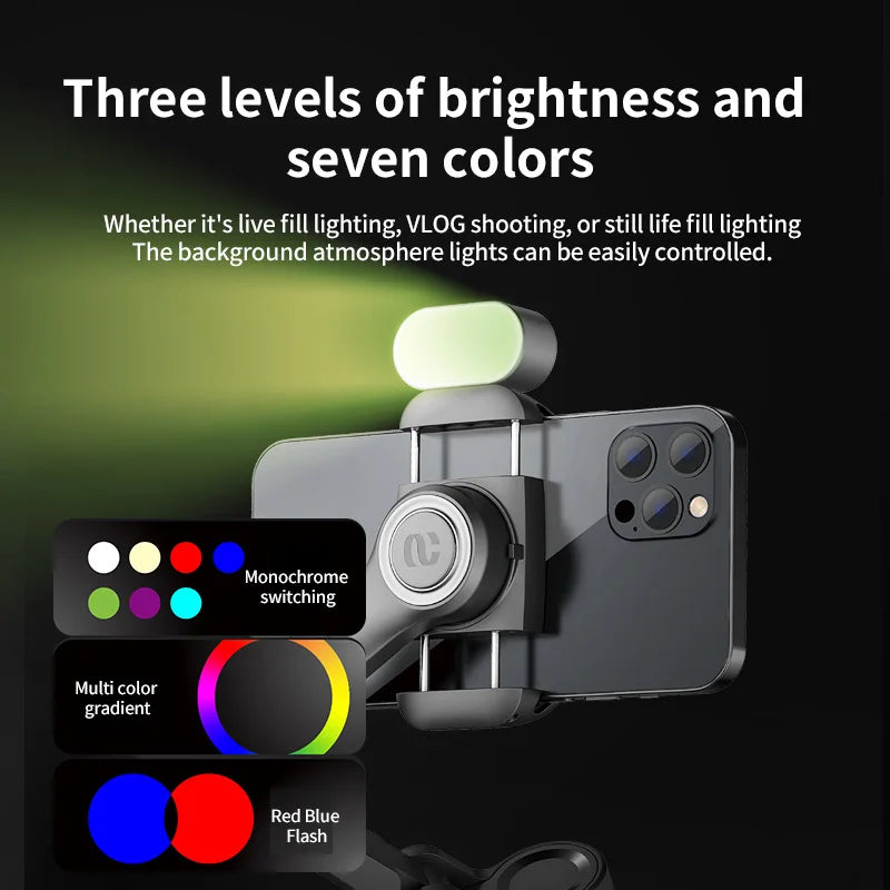 Aochuan estabilizador portátil de 3 eixos para smartphone com luz de preenchimento para iphone android