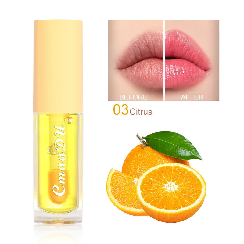 Conjunto de 6 gloss labiais que mudam de cor, hidratante com aroma frutado.