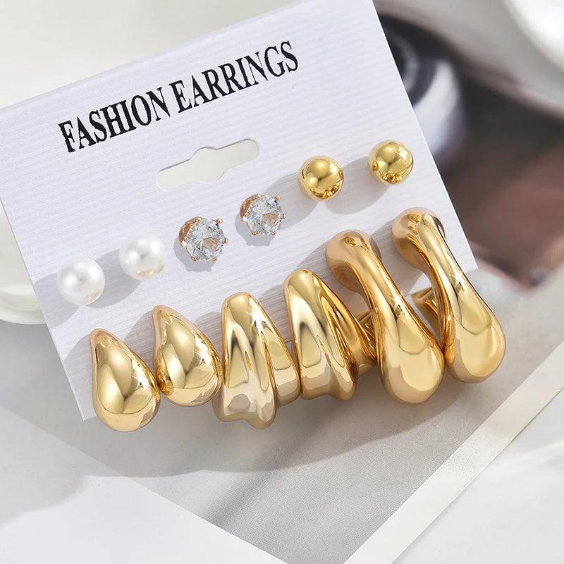 6Pcs Classico brincos Conjunto para Mulheres