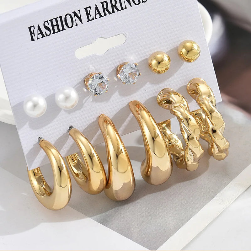 6Pcs Classico brincos Conjunto para Mulheres