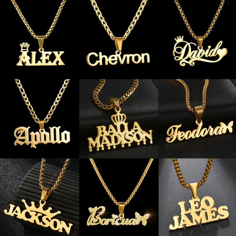 Corrente  Personalizado 1-2 Nomes Colar de Aço